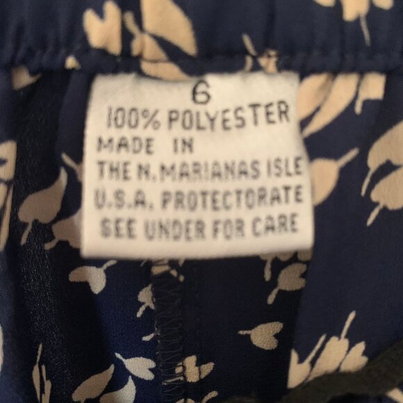 Ladies Navy leaf print polyester long skirt size/6 - Picture 4 of 5